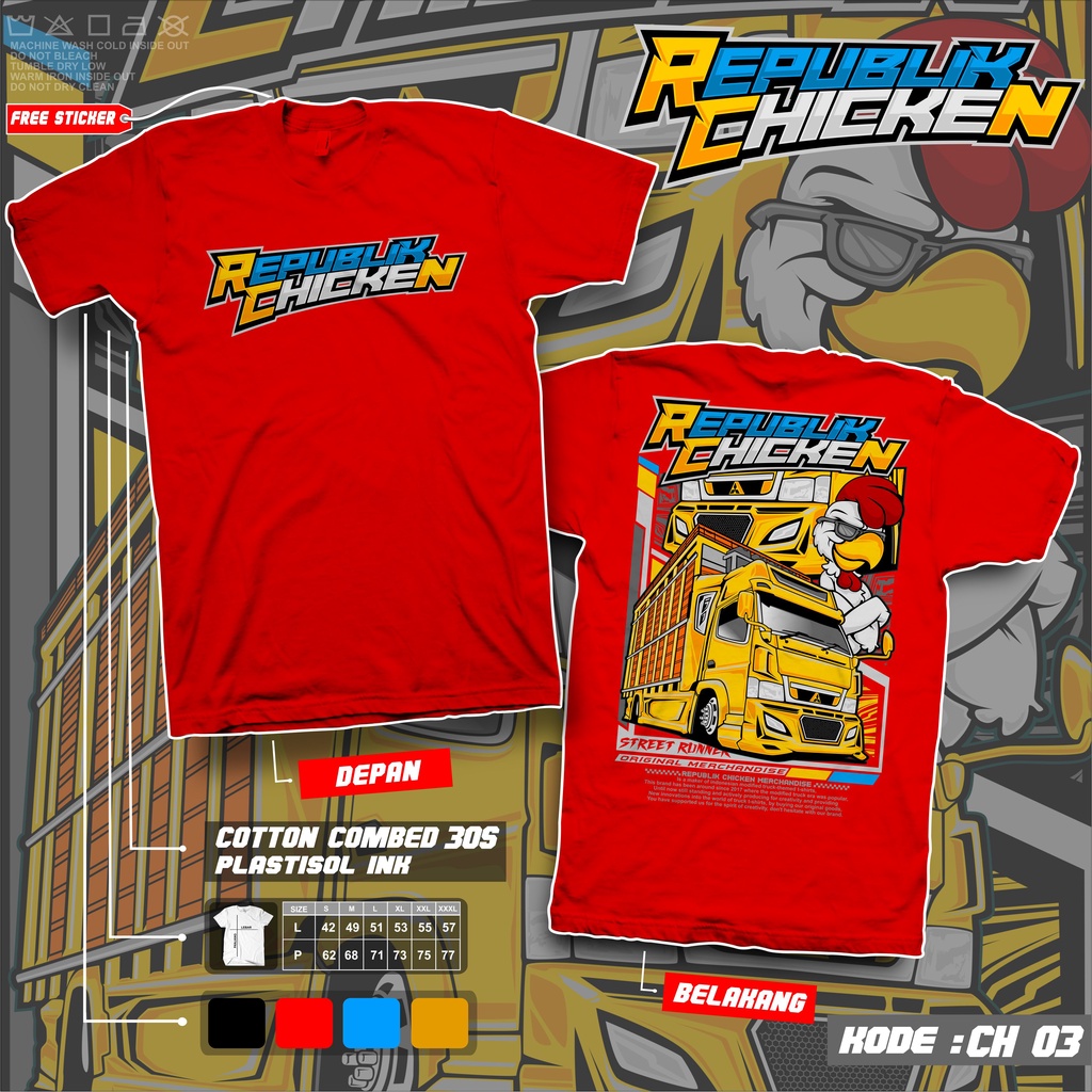 KAOS TRUCK REPUBLIK CHICKEN PASUKAN PEMBURU WAKTU KAOS TRUK AYAM BALAP KAOS TRUK MANIA KAOS TRUK CHICKEN RUN KAOS TRUK AYAM BANTER KAOS TRUCK AYAM DEWASA