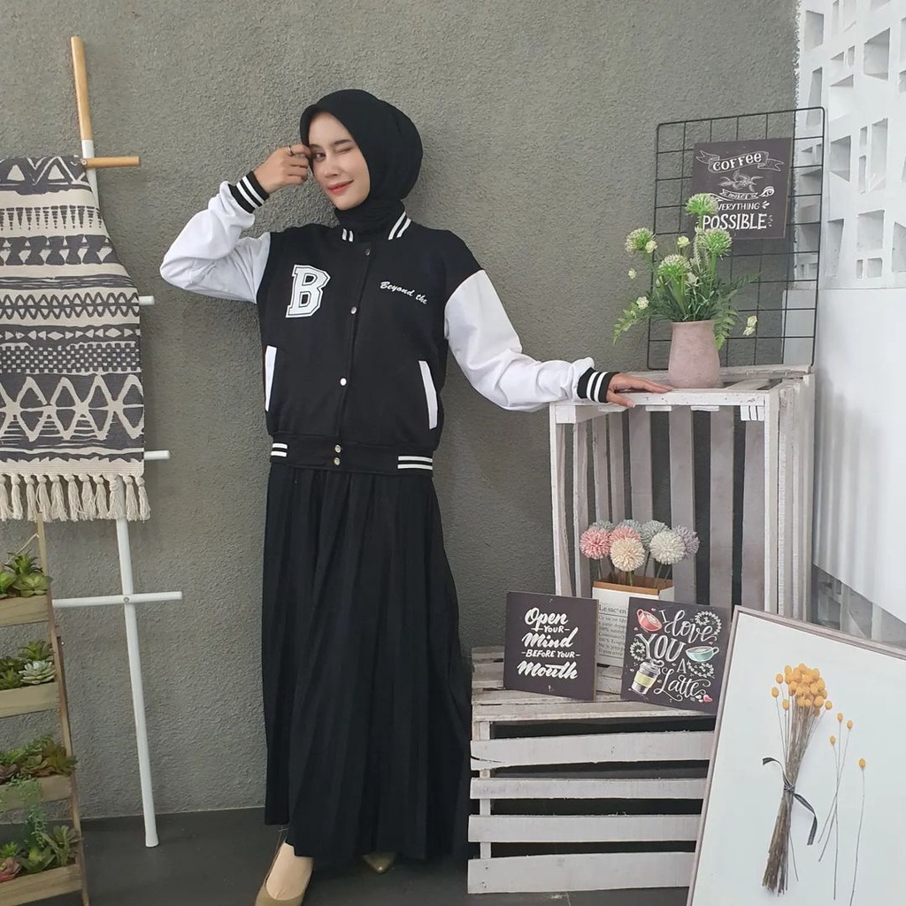 Baseball NY (Bordir) Jaket Baseball Beyond | Korean Style Bomber Crop Jacket | Varsity Wanita | Bahan Fleece | Allsize