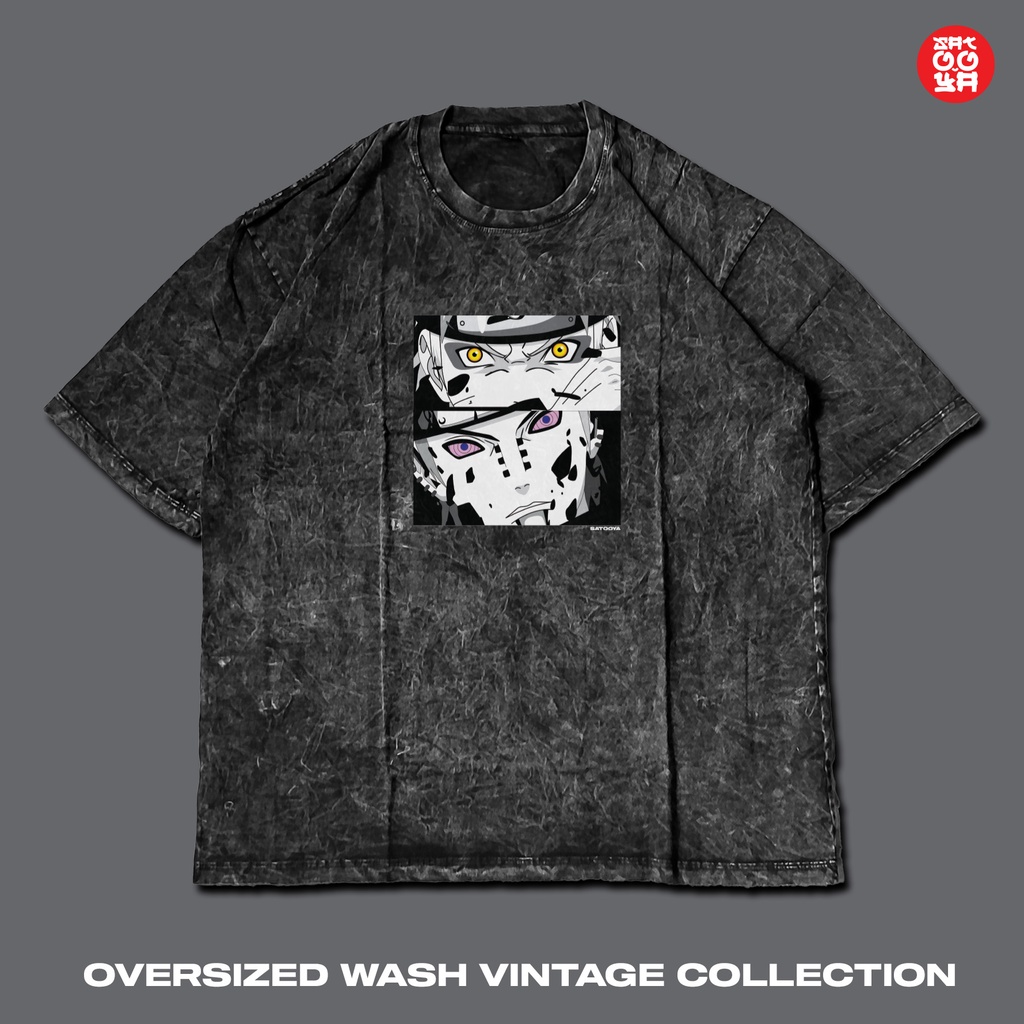 Kaos Naruto x Pain Oversize Wash - Kaos Anime Oversize Wash