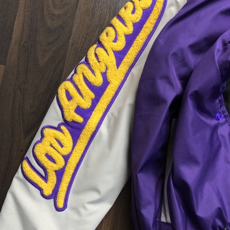 VARSITY JAKET LAKERS UNGU WHITE BORDIR BACK AUTHENTIC FULLTAG &amp; LABEL