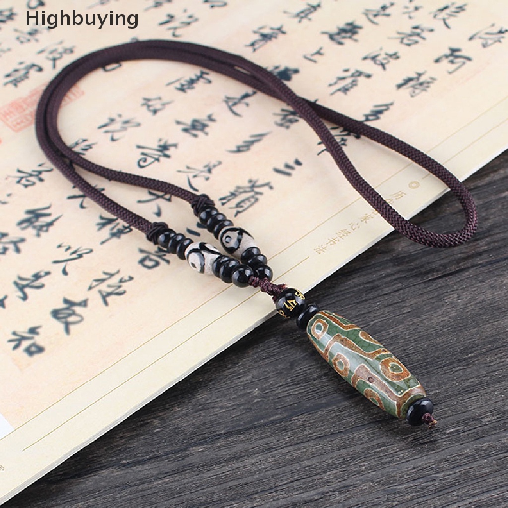 Hbid Sembilan Mata Tibet Dzi Liontin Choker Nacklace Natural Tibet Bead Hadiah Keberuntungan Glory