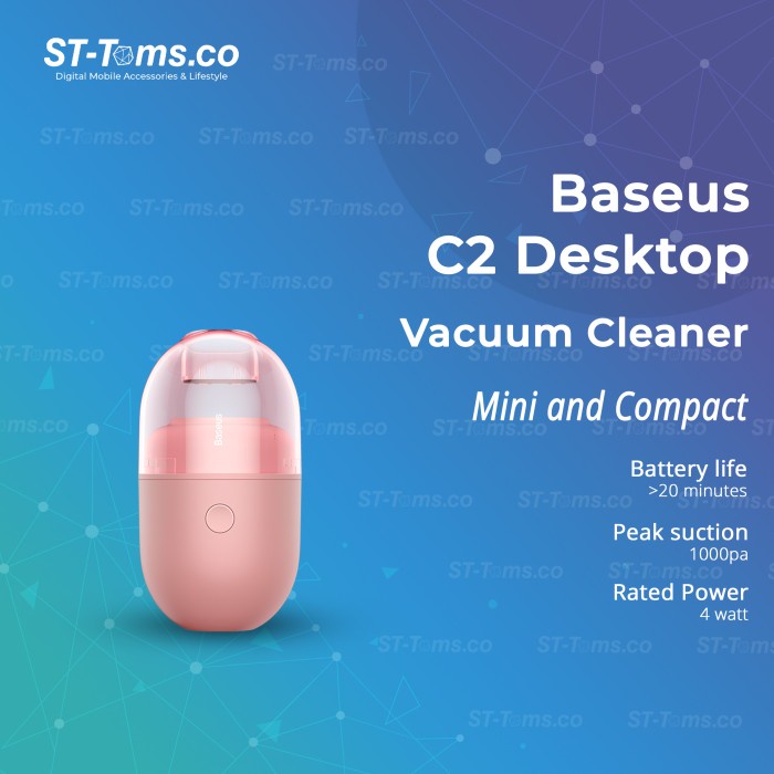 ✿ BISA COD✿ Baseus C2 Desktop Capsule Vacuum Cleaner - Merah Muda