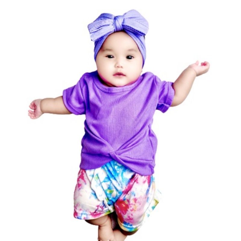 Set Crop Top and Tie Dye Short 18 Bulan - 3 Tahun / Set Aqila Celana Pendek Anak Perempuan Tie dye