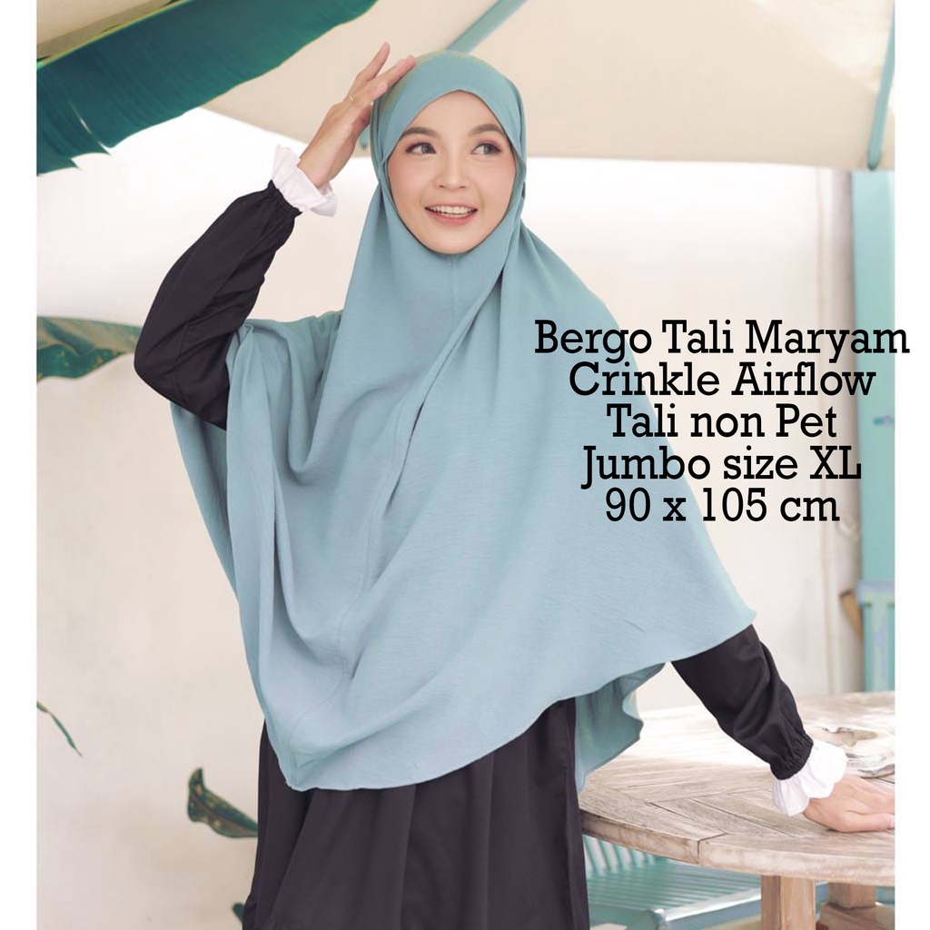 11 - 11 SALE BERGO XL Man Jadda Hijab Bergo Mariyam Jumbo Crinkle Airflow Jilbab Khimar Instant Bergo Maryam Cringkle non pet size XL