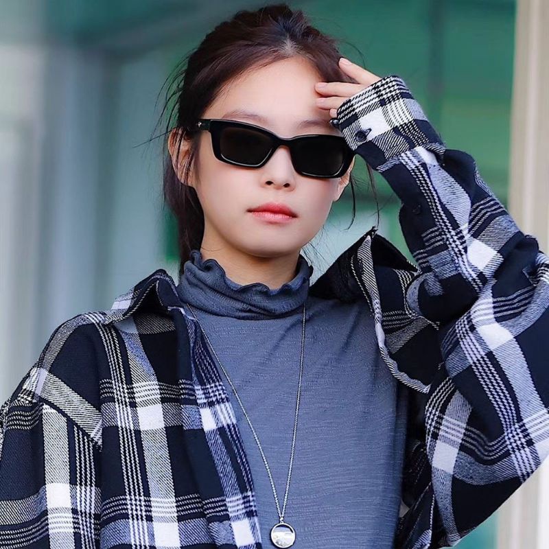 Kacamata Hitam Wanita Korean Jennie Blackpink Gaya Rectangle Kacamata Hitam Sunglasses Women