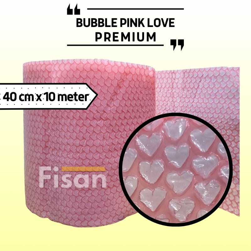 

PREMIUM Plastik Bubble Wrap Love Pink 40 cm x 10 Meter