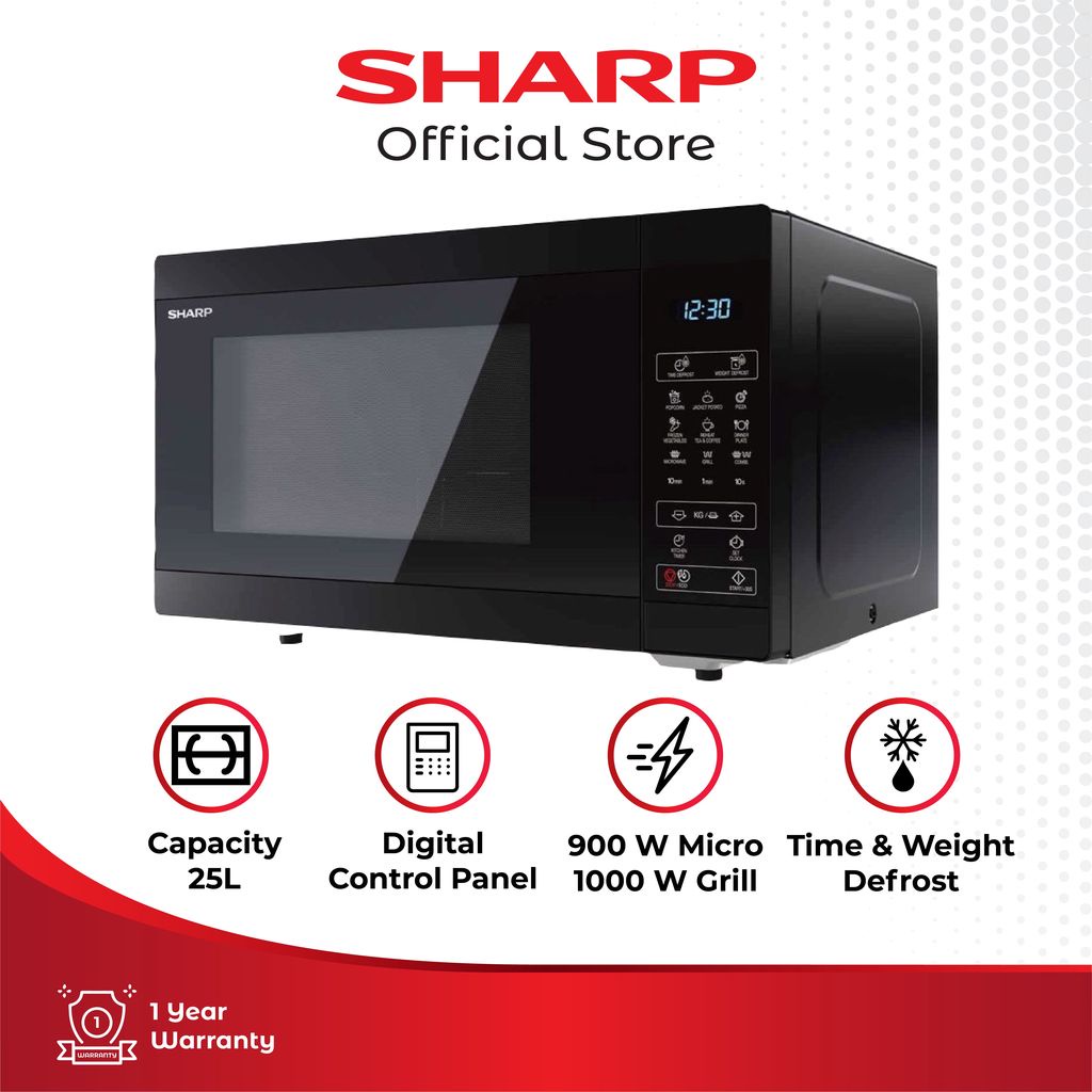 Sharp Microwave 25L R-725DA-BK SHARP INDONESIA OFFICIAL STORE