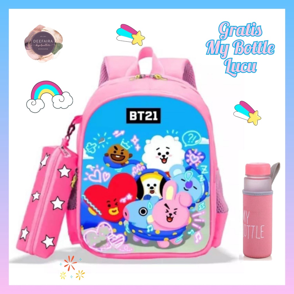 Tas Ransel Sekolah Anak Perempuan B3te21 Free Botol Minum Lucu Untuk Anak Paud Tk &amp; Sd