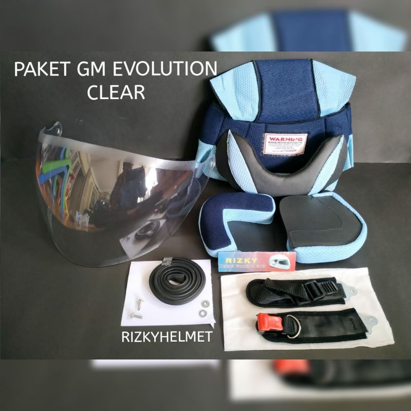 PAKET Busa GM EVOLUTION, BUSA HELM GM EVOLUTION, KACA HELM CLEAR GM EVOLUTION, TALI HELM,