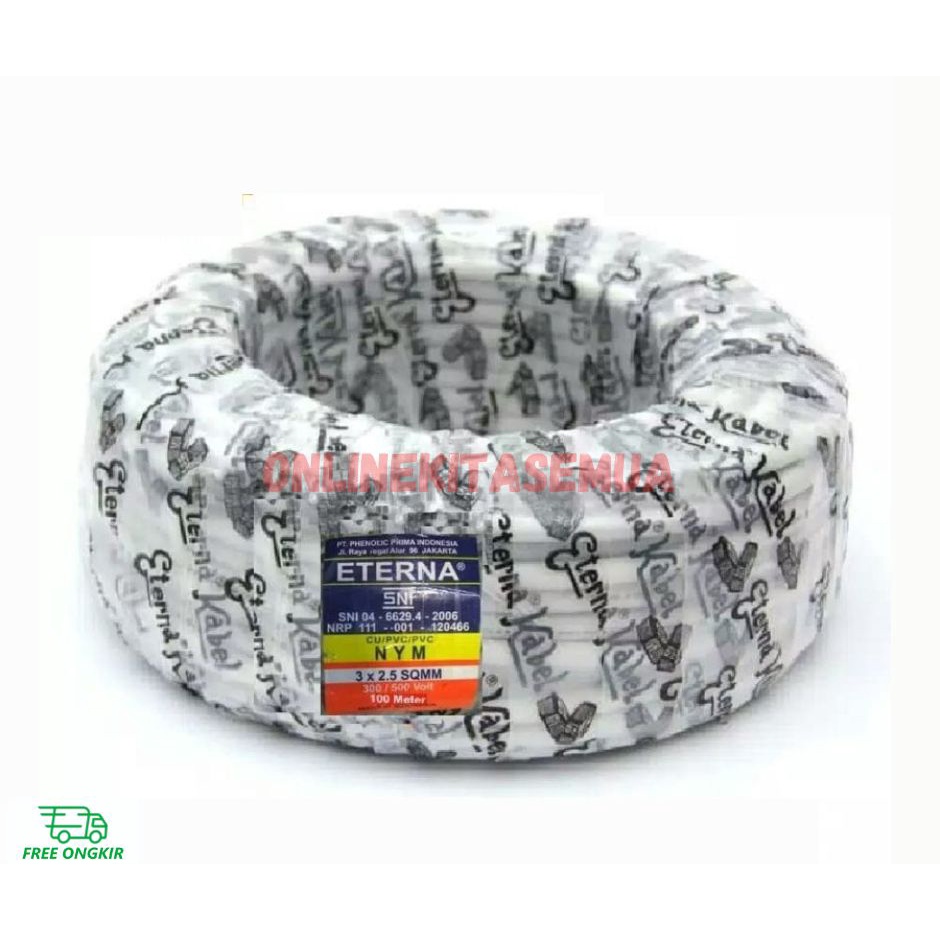 Per Meter Kabel ETERNA NYM 2x1.5mm 2x2.5mm 3x1.5mm 3x2.5mm Putih Tembaga Murni SNI LMK