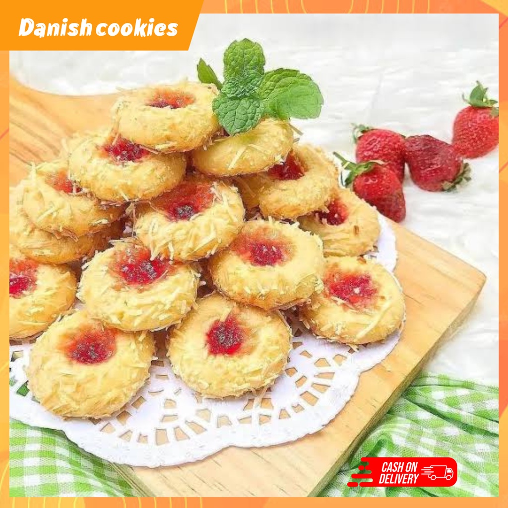 

Kue Lebaran Kue Thumbprint Strawberry 250 gram (1/4 kg Pertoples) kue cemilan keluarga