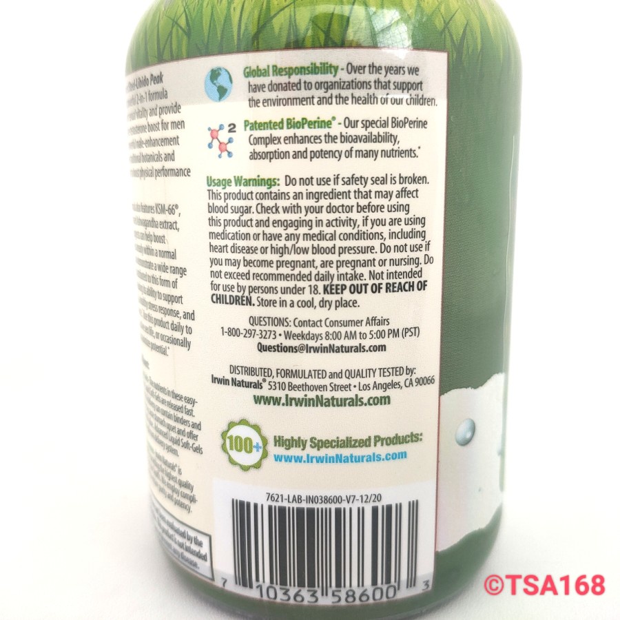 Irwin Naturals Steel Libido Peak Testosterone 75 Liquid Softgels