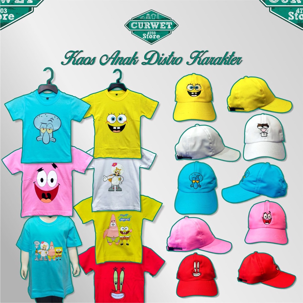 KAOS ANAK DISTRO KARAKTER SPONGEBOB GRATIS TOPI