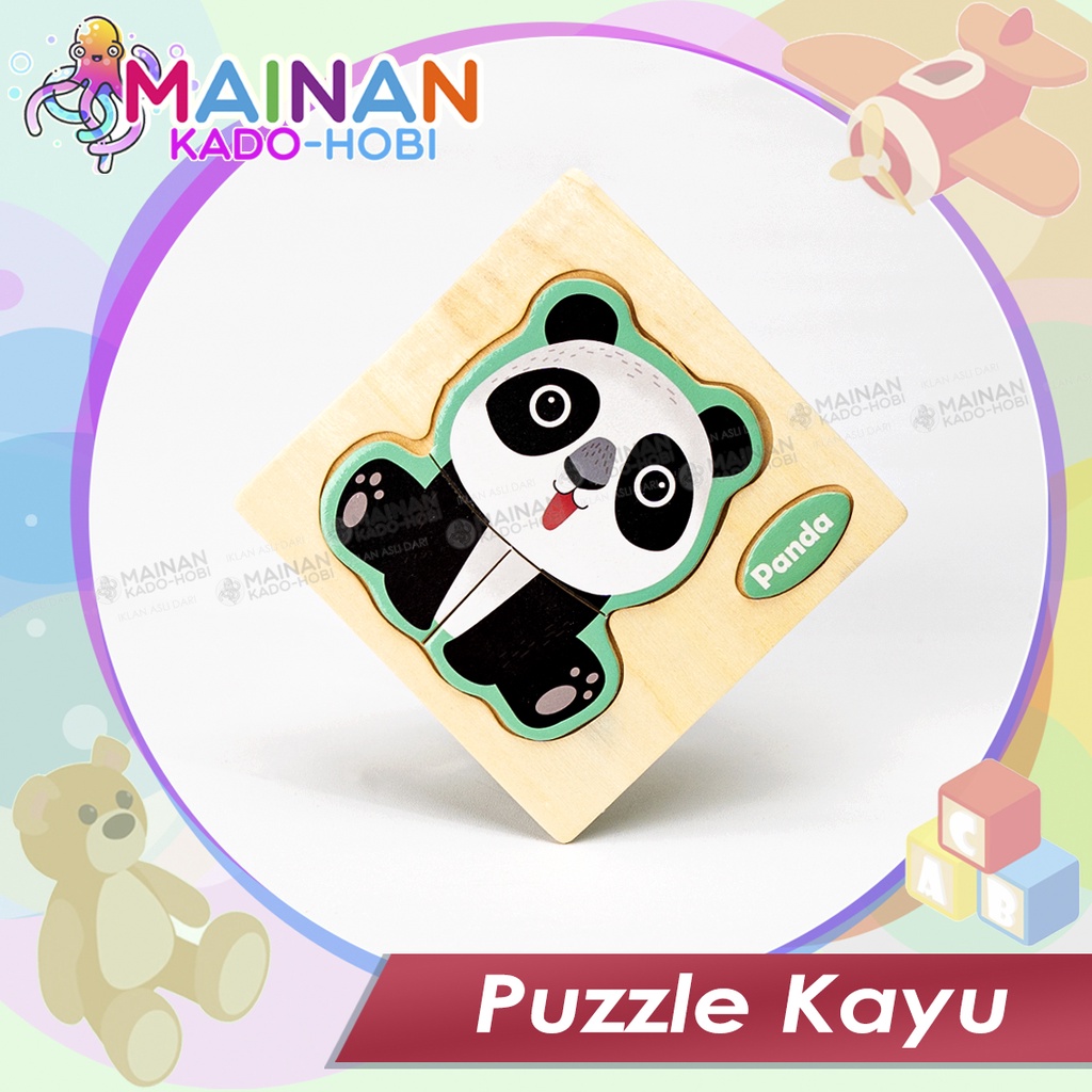 MAINAN TRADISIONAL SUSUN PUZZLE KAYU KARAKTER ANIMAL 1-4 TAHUN