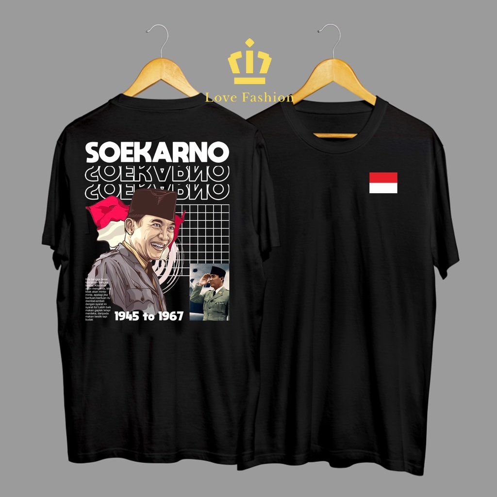 Kaos Tshirt Baju Distro Soekarno Pahlawan Kemerdekaan Indonesia 17 Agustus Proklamasi Premium Terbaru