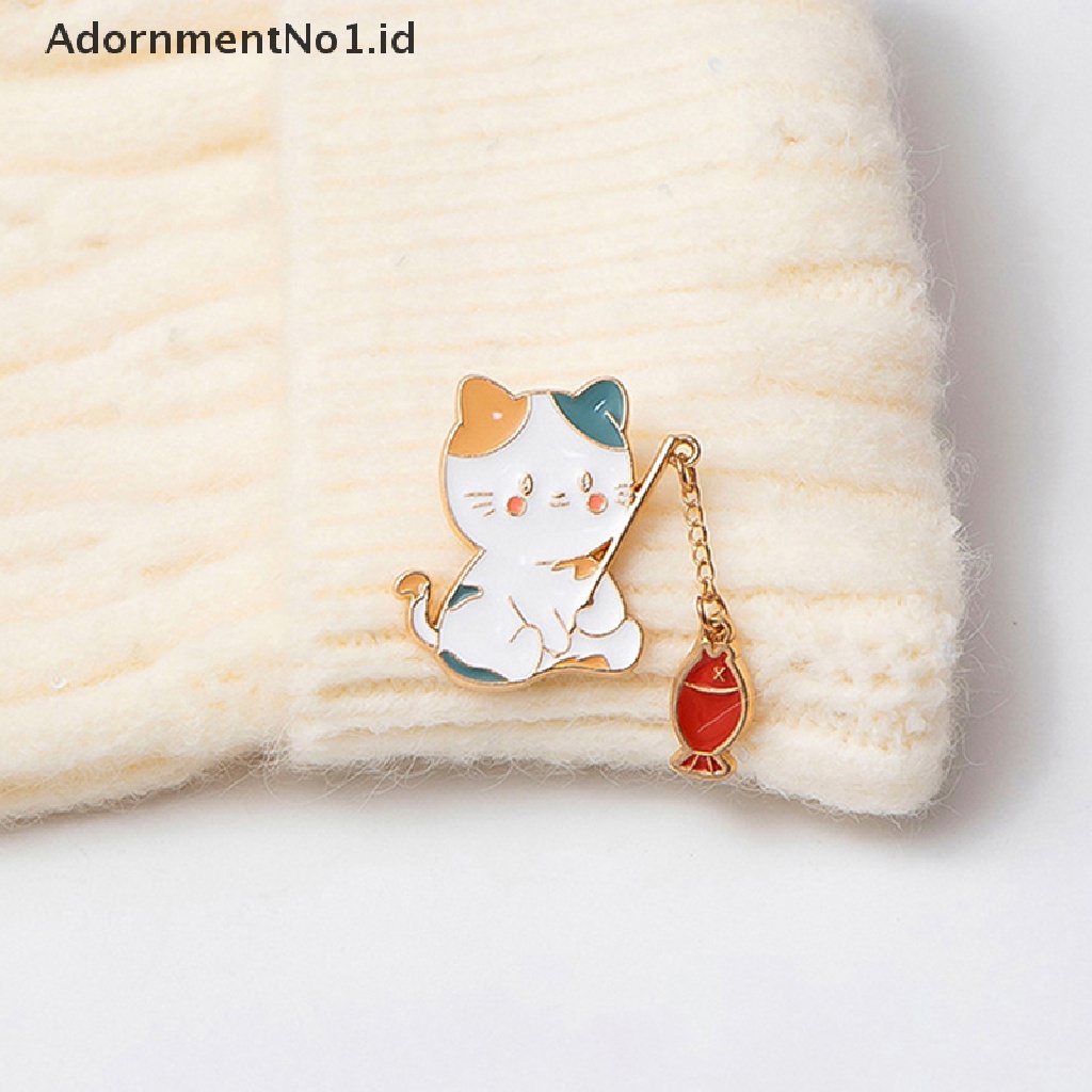 [AdornmentNo1] Kartun Kucing Bros Pin Kucing Memancing Dengan Rantai DIY Tombol Pin Logam Denim Jaket Pin Lencana Perhiasan Hadiah Untuk Anak-Anak Siswa Tas Sekolah Liontin [ID]