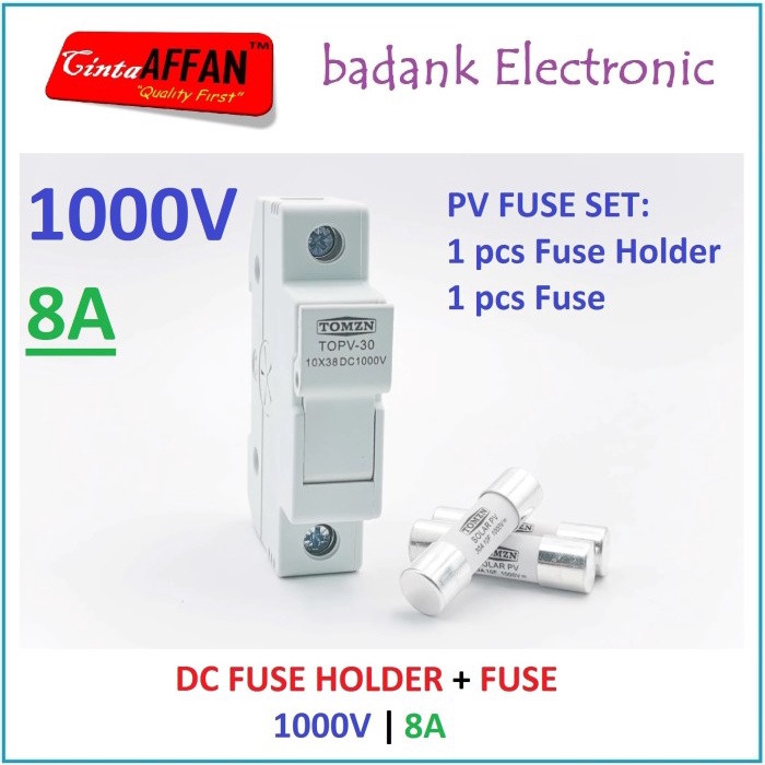 

[8A] DC Fuse Holder 1P 1000V with Fuse Link 8A NAI27