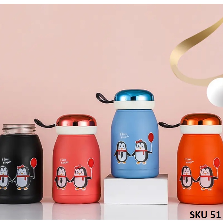 Botol Kaca Model Pingguin Karakter Lucu