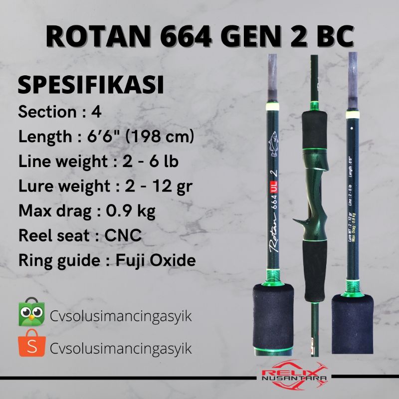 Relix Nusantara Joran Rotan 664 Gen 2 BC