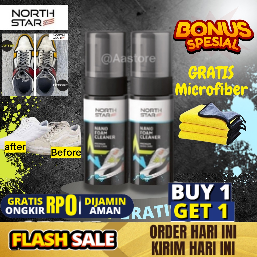 ( 𝟭𝟬𝟬% 𝐁𝐞𝐫𝐠𝐚𝐫𝐚𝐧𝐬𝐢 𝐎𝐫𝐢 ) Pembersih Sepatu Daily North Star - Nano Foam Shoes Cleaner Waterless Sabun Cuci Perawatan Sepatu / Cuci Sepatu Praktis Sabun Cuci Pembersih Sepatu Kotor pembersih sepatu putih tanpa air