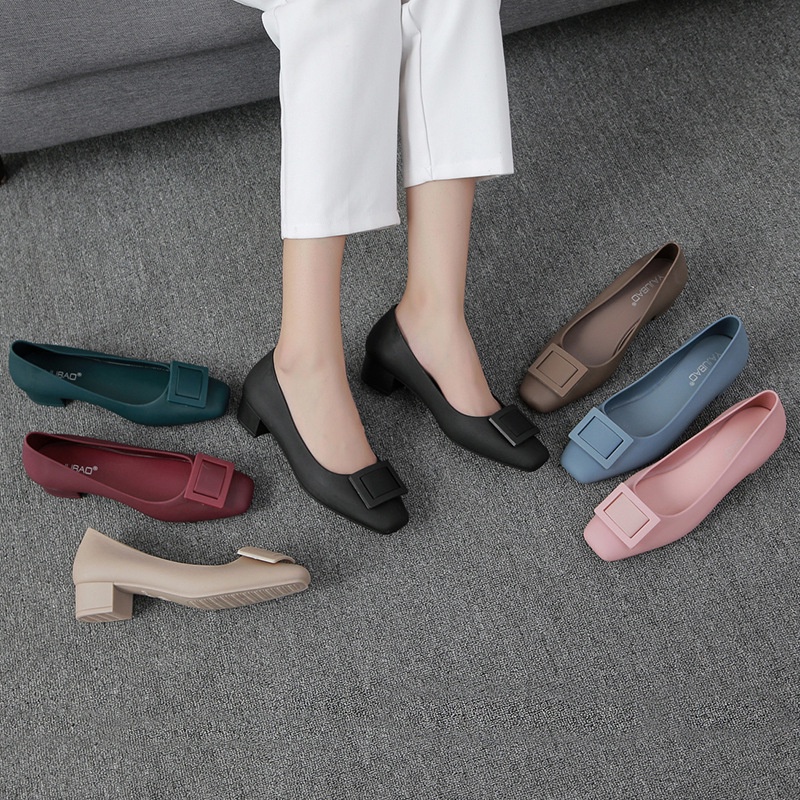 LYT FREE BOX Sepatu Flatshoes Hak Tahu Wanita Sepatu Wedges Wanita Import Bahan Jelly TG1597