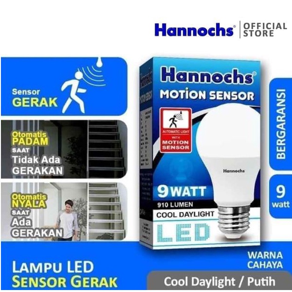 Lampu LED Hannochs Motion Sensor 9w 9 Watt Deteksi Gerakan