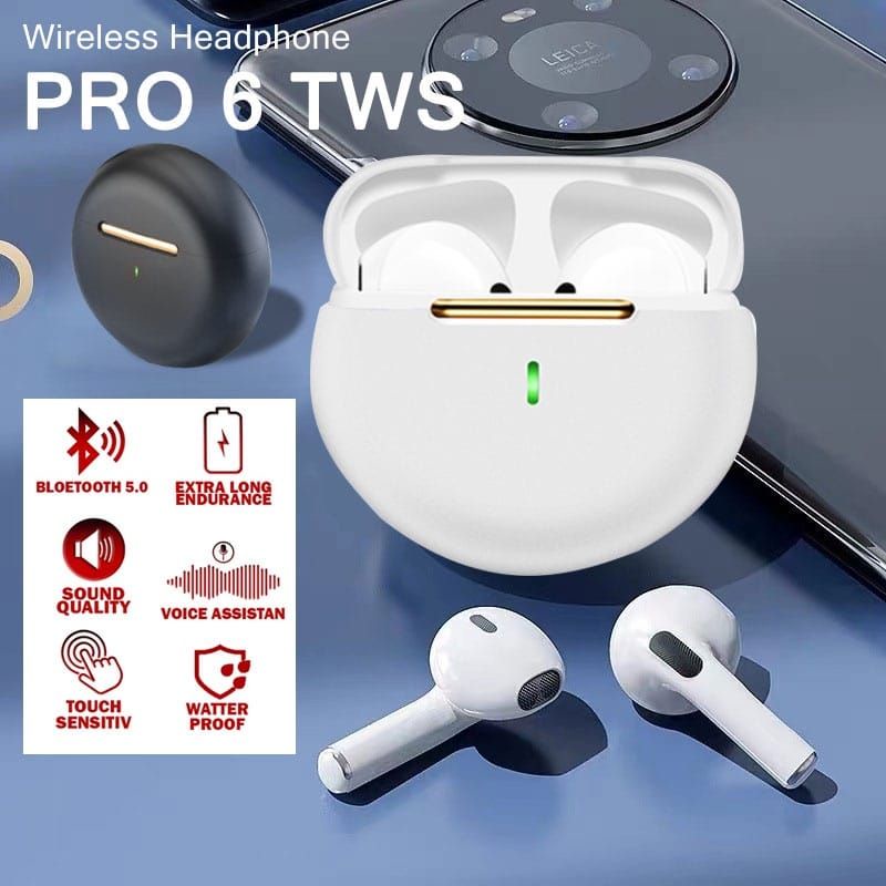 PRO 6 HEADSET BLUETOOTH WIRELESS TWS - EARPHONE BLUETOOTH WIRELESS