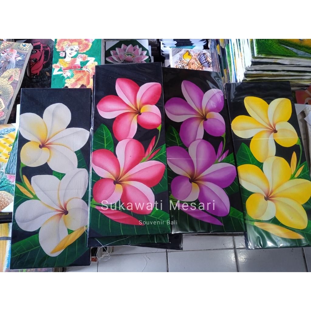 Lukisan Bunga Etnik Kamboja Jepun Frangipani Klasik Handmade Bali