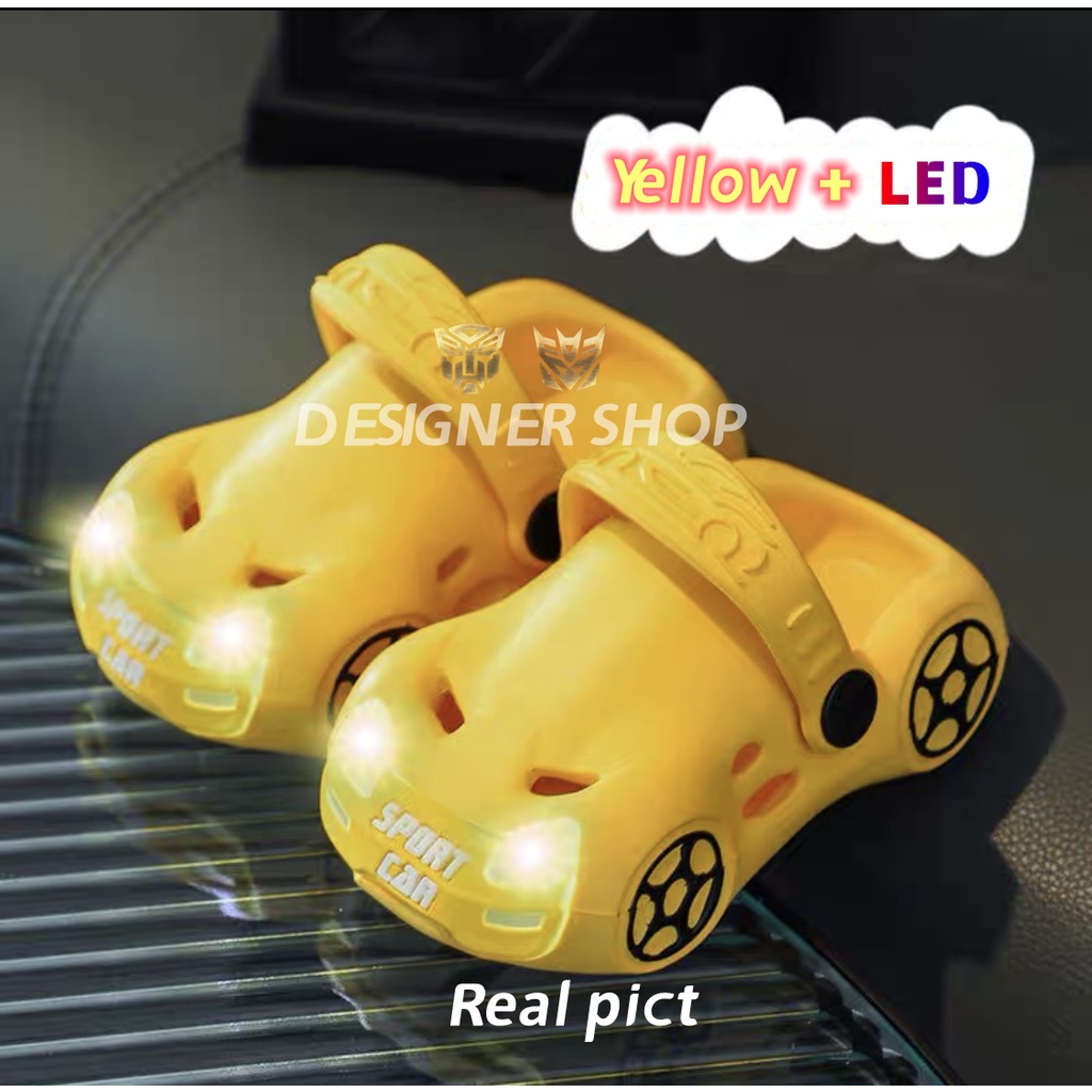 Sepatu Sandal Jelly Anak(Laki-Laki/Perempuan) Baim Crocs Lampu LED(Anti Air)