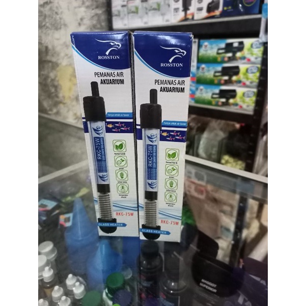 aquarium heater aquarium kaca rostton 75 watt penghanggat air aqaurium