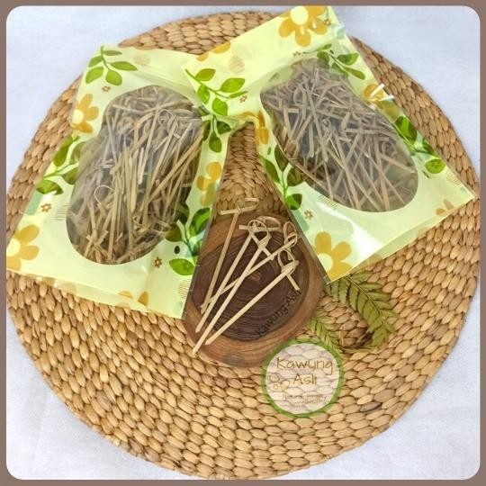 .........] Tusukan Bambu Ulir Sandwich Teposuki Rujak Aneka Buah Alat Makan Alami