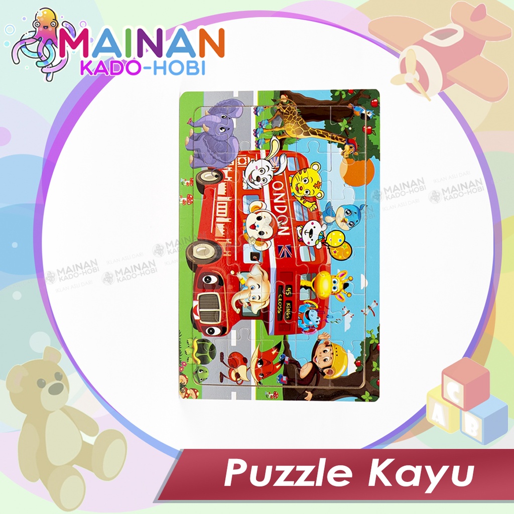 HADIAH ULANG TAHUN MAINAN EDUKASI ANAK PUZZLE KAYU 3D KARAKTER ANIMAL