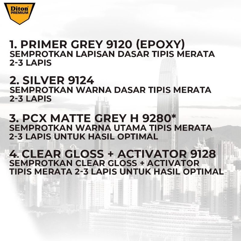 Pilok Pilox Cat Diton Premium PCX Matte Grey 9280 H9280 Abu Abu Doff PCX 400cc Abu Dop Cat Semprot Diton Premium Tahan Bensin Cepat Kering