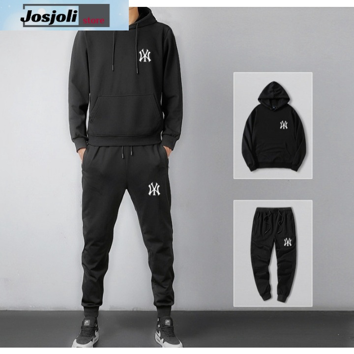 JOSJOLI_STORE/Stelan NY/Satu Stel Pria Dewasa Atasan Hoodie dan Bawahan Joger/Fit to L