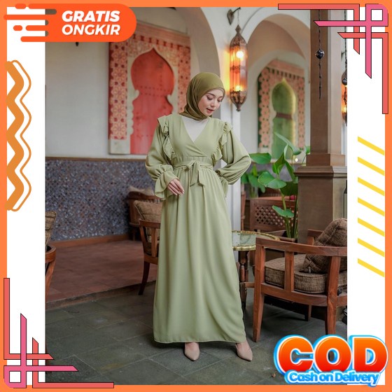 Gamis Ceruty Baby Doll Full Furring Zipper Depan Busui Premium Terkini | Naura Dress | Gamis Lebaran