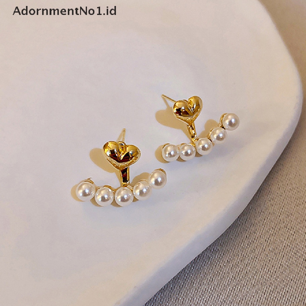 [AdornmentNo1] 1pasang Logam Elegan Baru Berbentuk Hati Gantung Anting Mutiara Korea Fashion Perhiasan Untuk Wanita Gadis Aksesoris [ID]