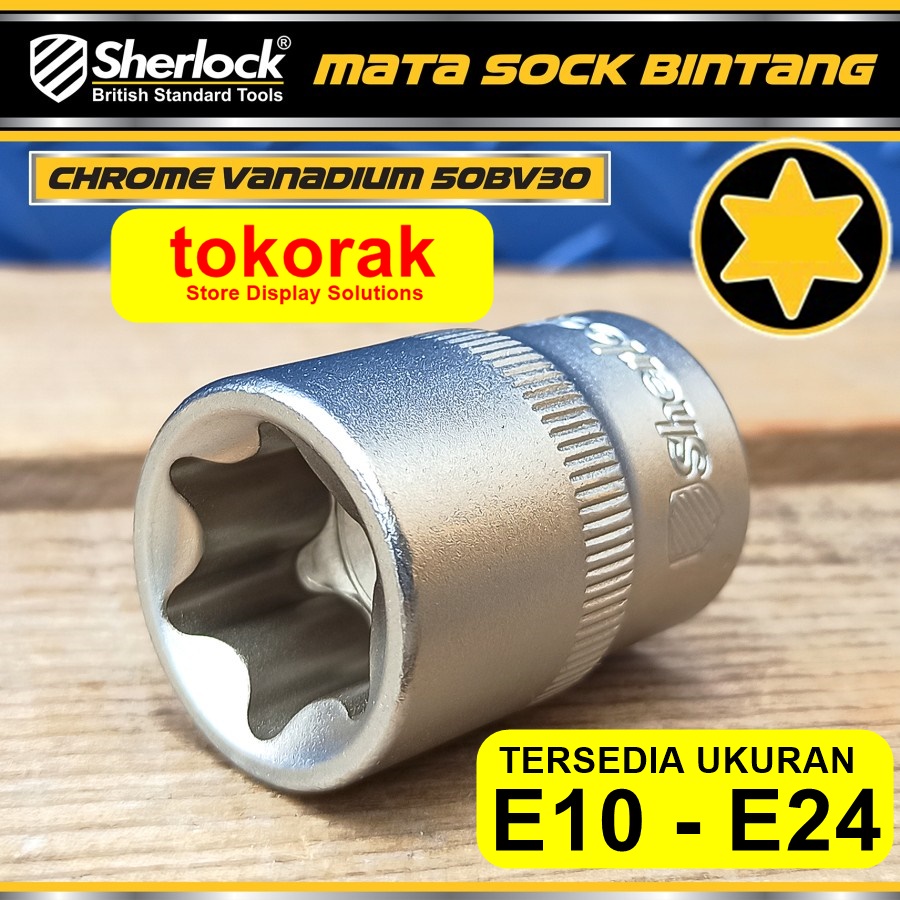 SHERLOCK MATA KUNCI SOK BINTANG E10 - E24 MM 1/2 INCH SOCK SHOCK 1/2&quot;