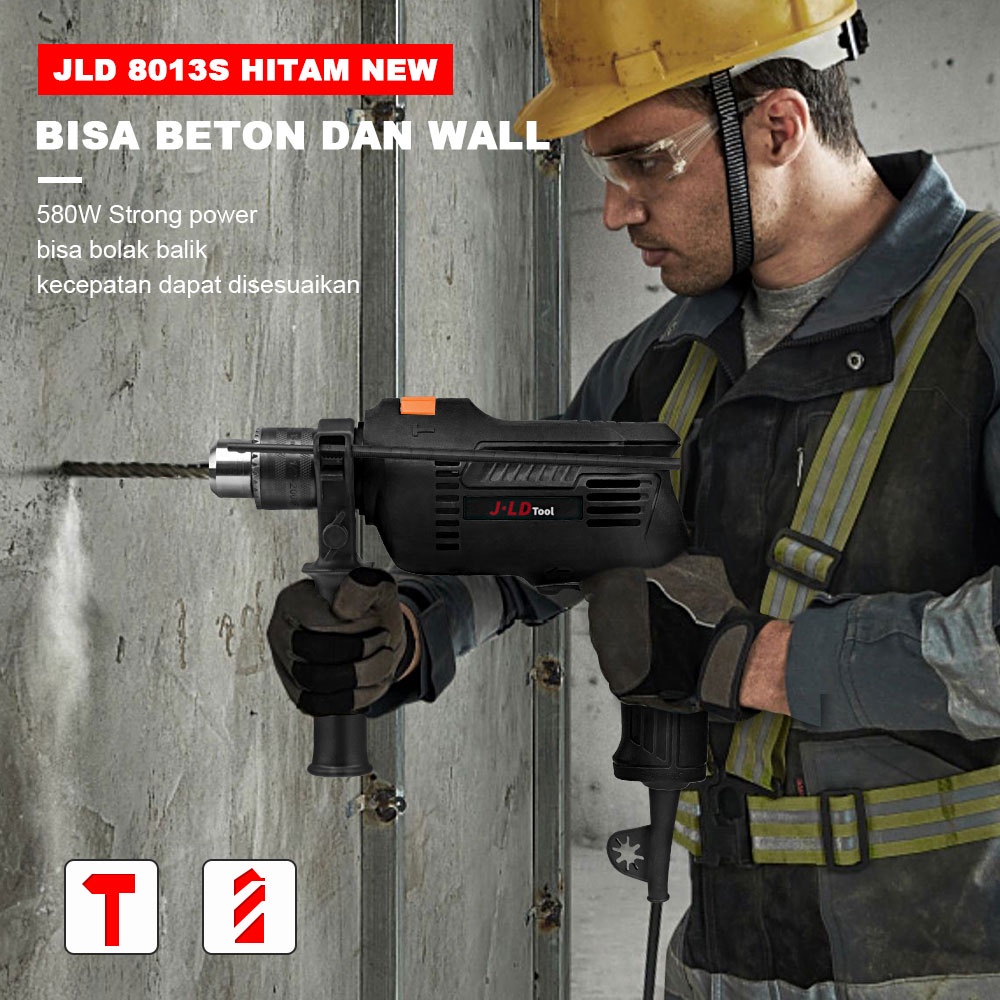 Tivana Home Bor Listrik Impact Jld Tool 8013 13Mm Fullset Koper Tembok, Beton, Besi, Kayu. Bor