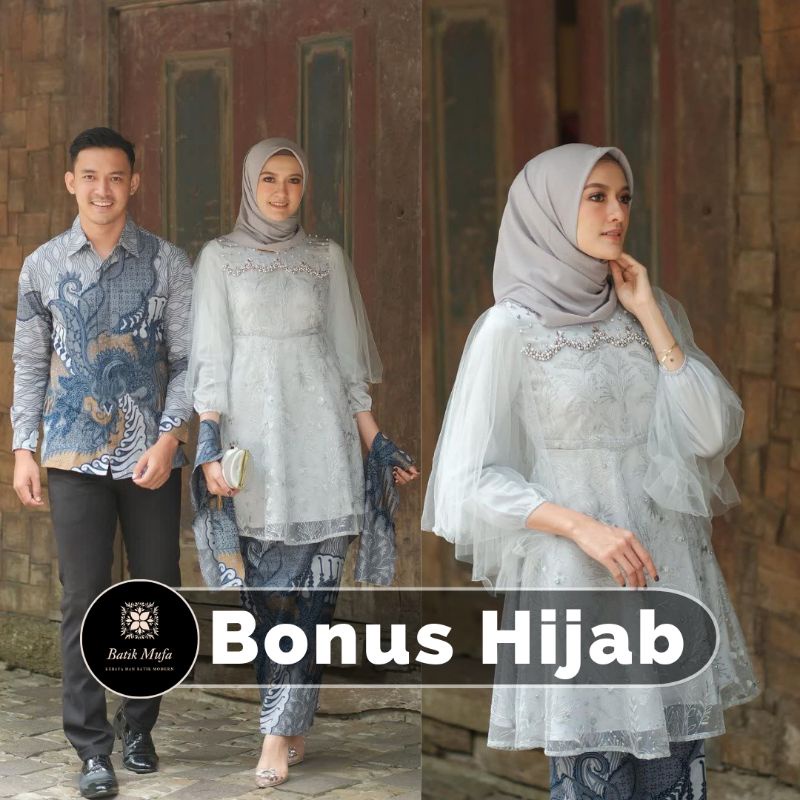 Batik couple kebaya Luna Grey KEBAYA MODERN Kebaya untuk lamaran wisuda