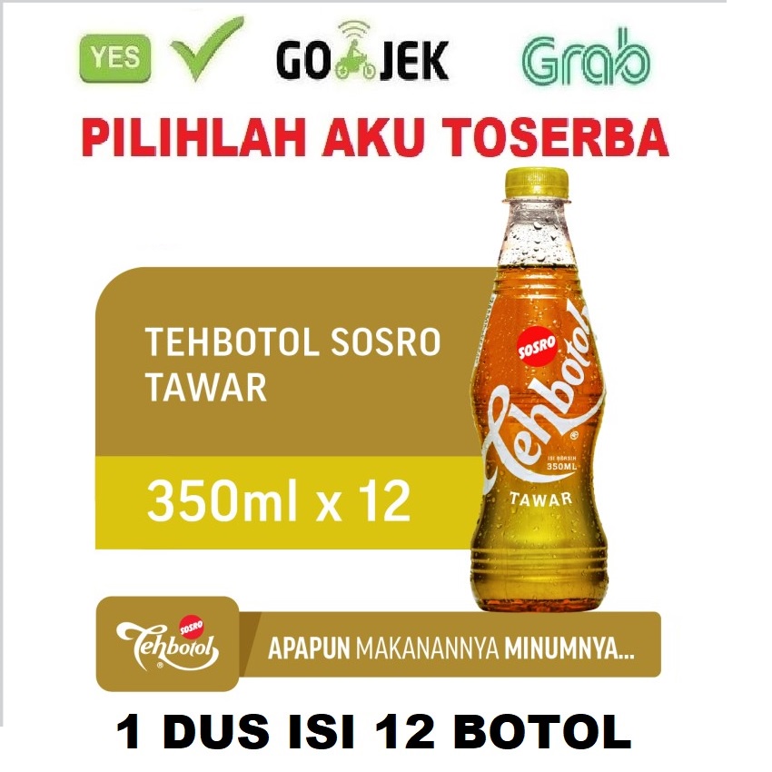 Teh Botol Sosro TAWAR PET 350 ml - ( HARGA 1 DUS ISI 12 pcs )