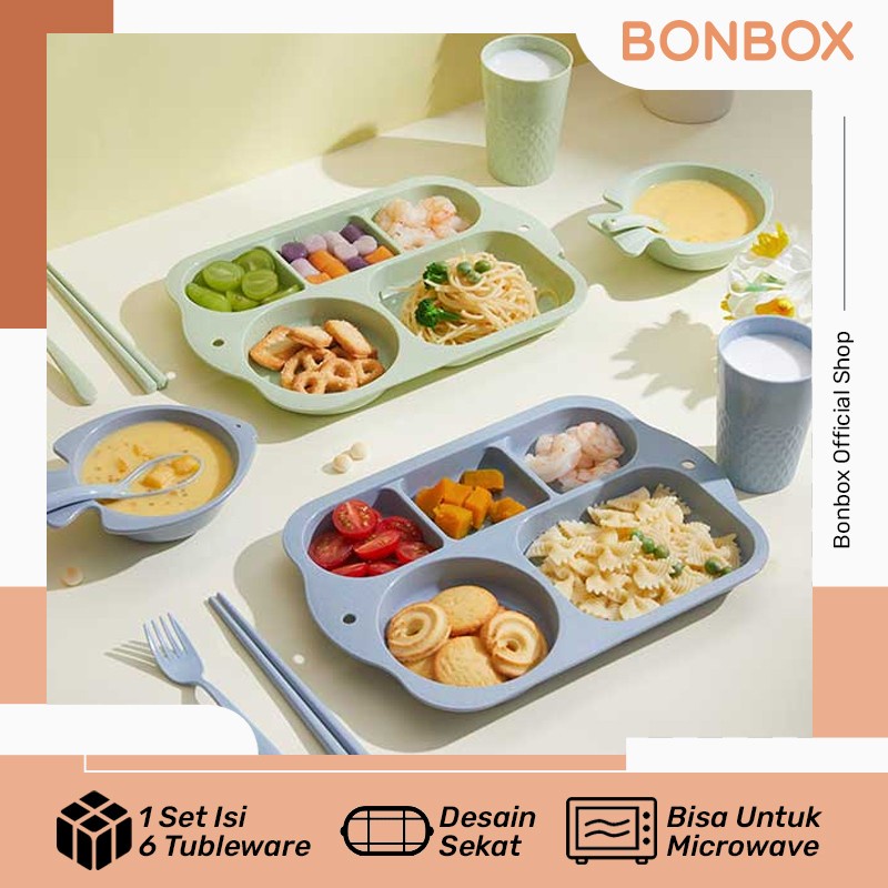 Piring Makan Set Anak Tableware 6 in 1 Piring - Bonbox BTW60