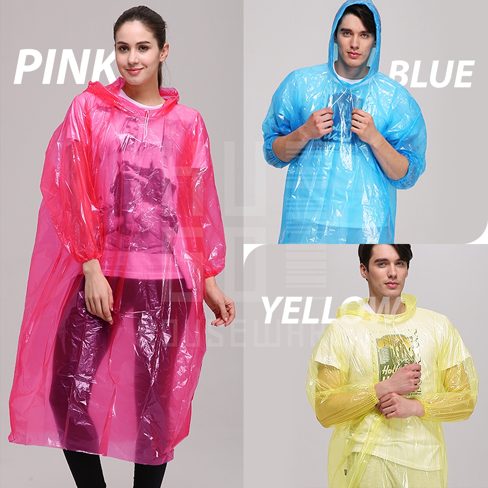 HUGO Jas Hujan Plastik Sekali Pakai Jas Hujan Poncho Jas Hujan Darurat Disposable Raincoat