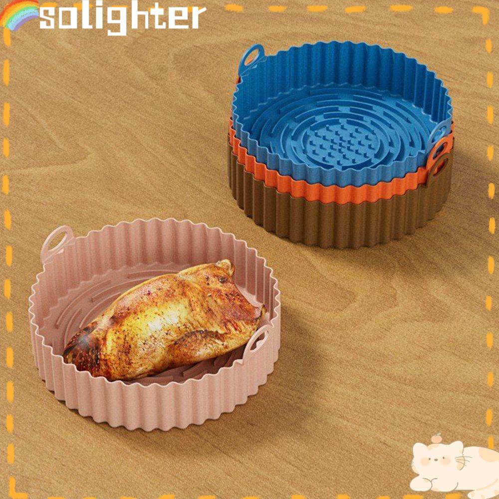 Solighter Air Fryer Silicone Pot Reusable Grill Pan Keranjang Pengganti