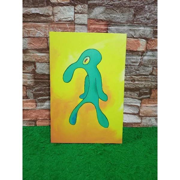 Poster kayu " Squidward " / poster mdf / poster rangka kayu