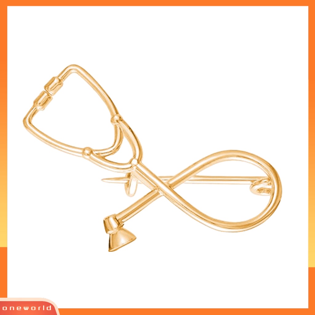 {oneworld} Bros Tahan Lama Reusable Stetoskop Bentuk Unisex Vintage Brooch Untuk Kerja