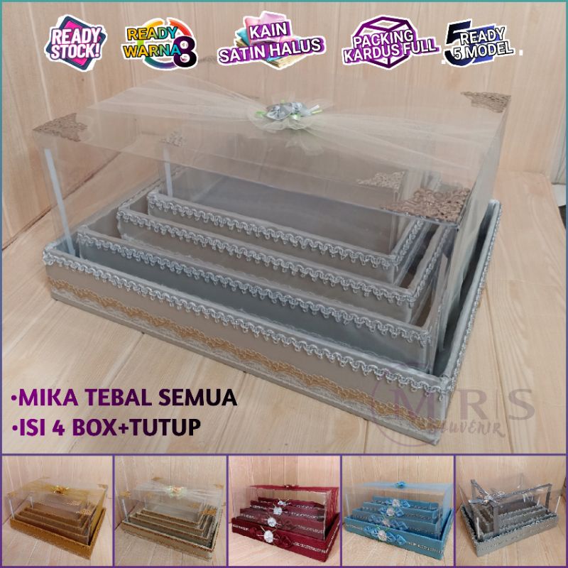 Kotak Seserahan 1 set Isi 4 Pernikahan Frame Mika Box Hantaran Mahar Cincin Aksesoris alat Sholat