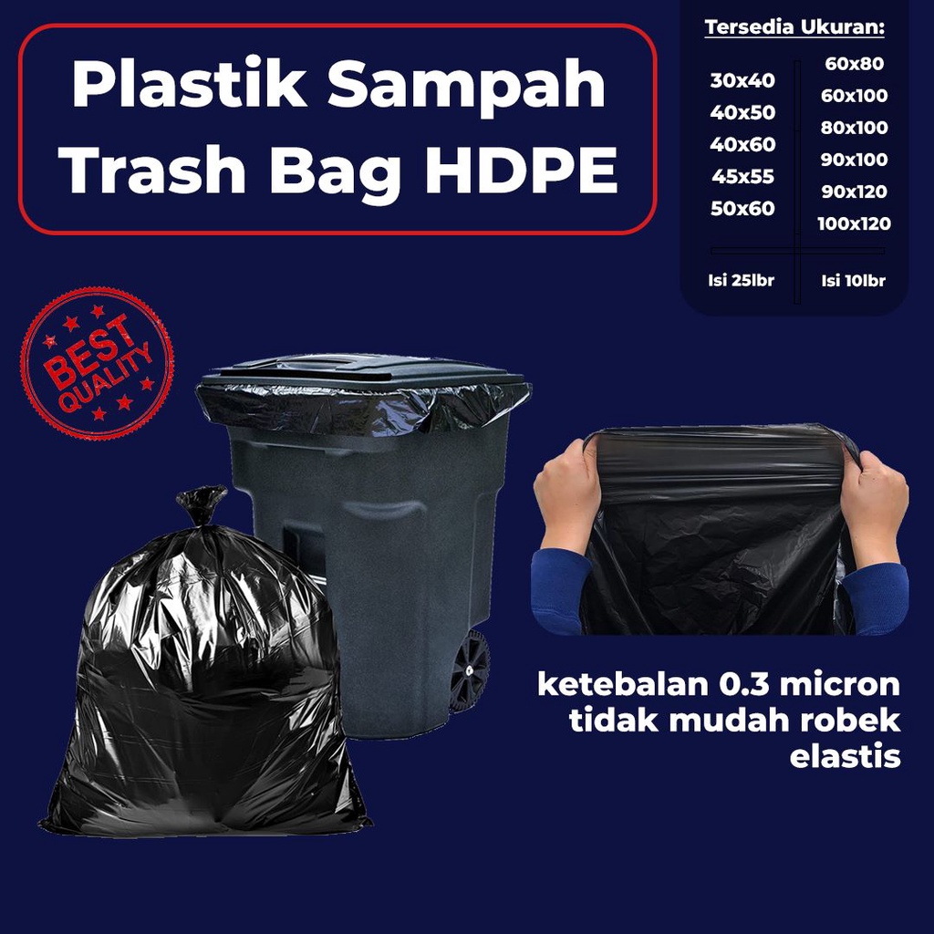 [isi 25pcs] Trash Bag Kresek Sampah 40x50 40x60 45x55 / Kantong Plastik Trashbag Hitam / Keresek Pel