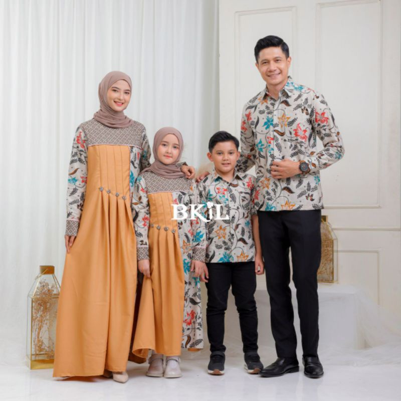 BAJU COUPLE KELUARGA TERBARU SET FAMILY SERAGAM LEBARAN 2022 SARIMBIT GAMIS KELUARGA AYAH IBU ANAK MOTIF BATIK KOMBINASI BAHAN ADEM MEWAH MODERN