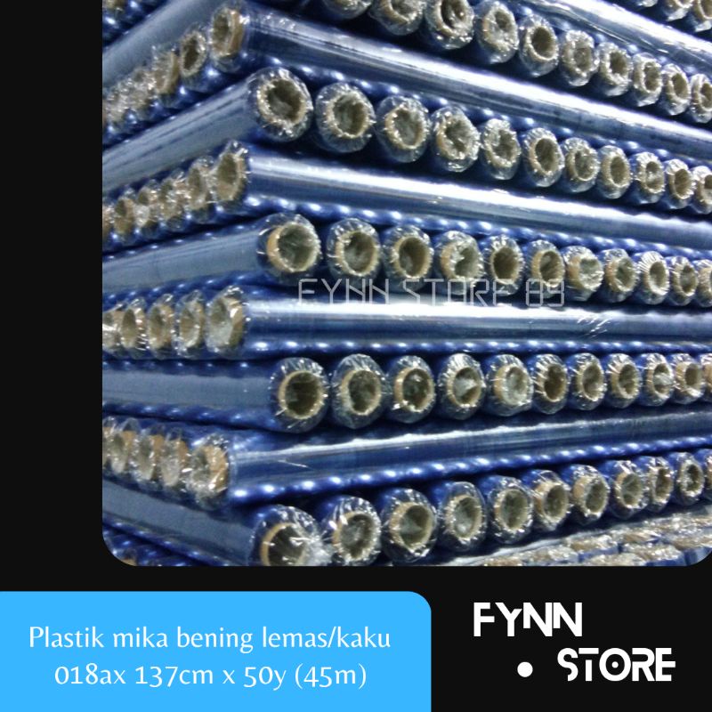 

Mika plastik bening lemas / kaku tebal 0.18a x 137 cm x 50 yard dijual per roll