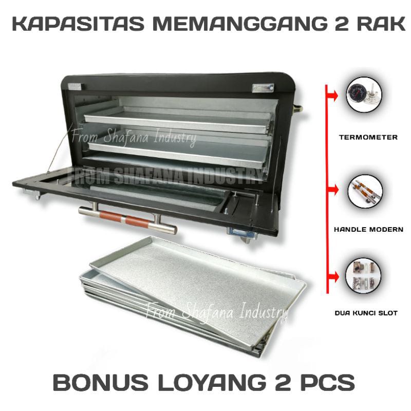 Oven Tangkring Kompor 2 Tungku Ukuran 60x40x36 Kapasitas 2 loyang